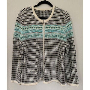 Talbots Fair Isle Nordic Full Zip Cardigan Women’s XL Cottagecore Boho Scandi